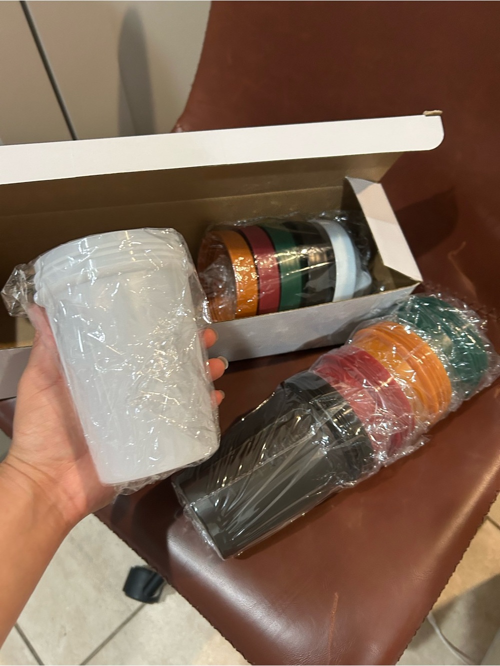 Reusable Plastic Cups Set with Colored Rings